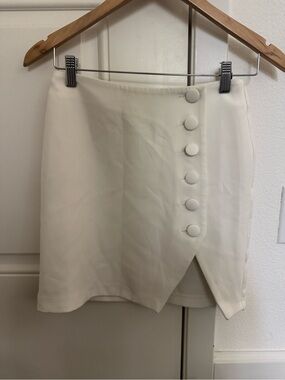 ASOS Cream Button-Trim Mini Skirt
